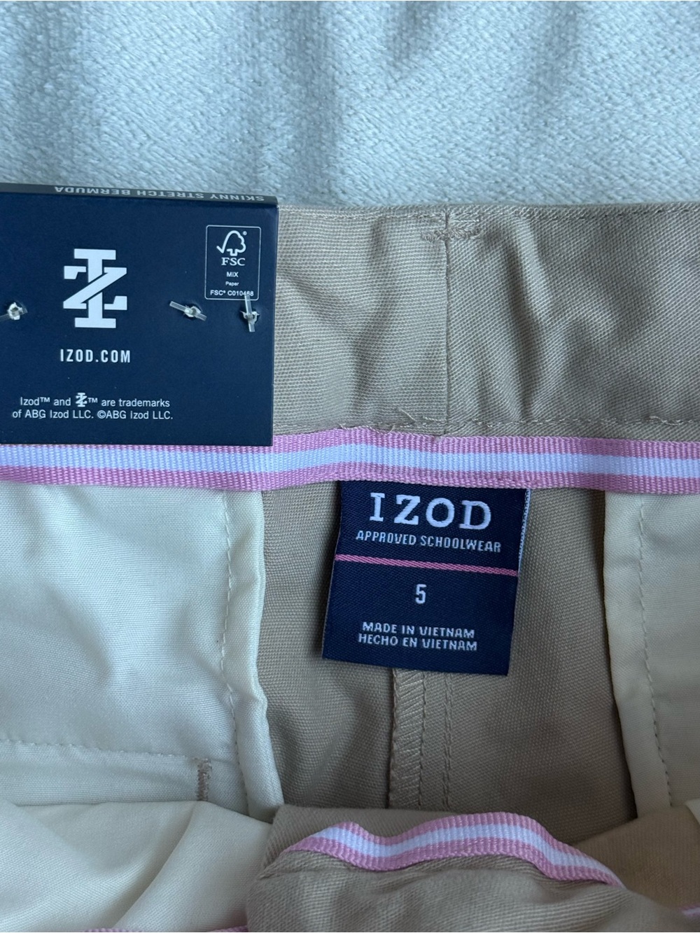 Izod Kids Tan Bermuda Shorts- Unisex - Picture 5 of 6